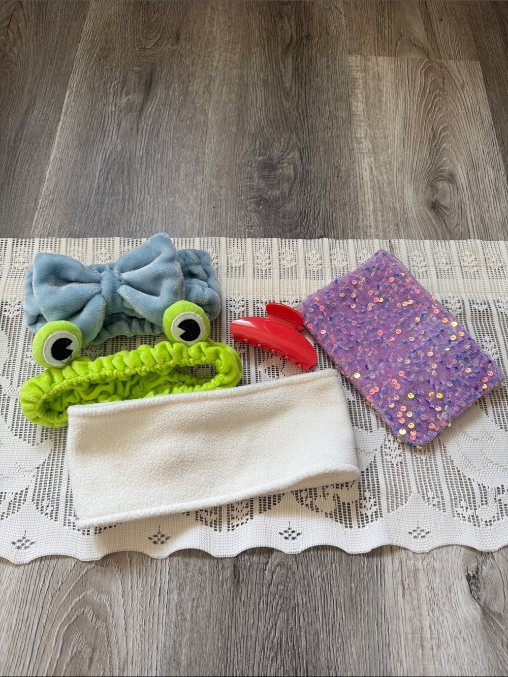 Hair Accessory Set - Spa and Ear Warmer Headbands with Claw Clip and Bag